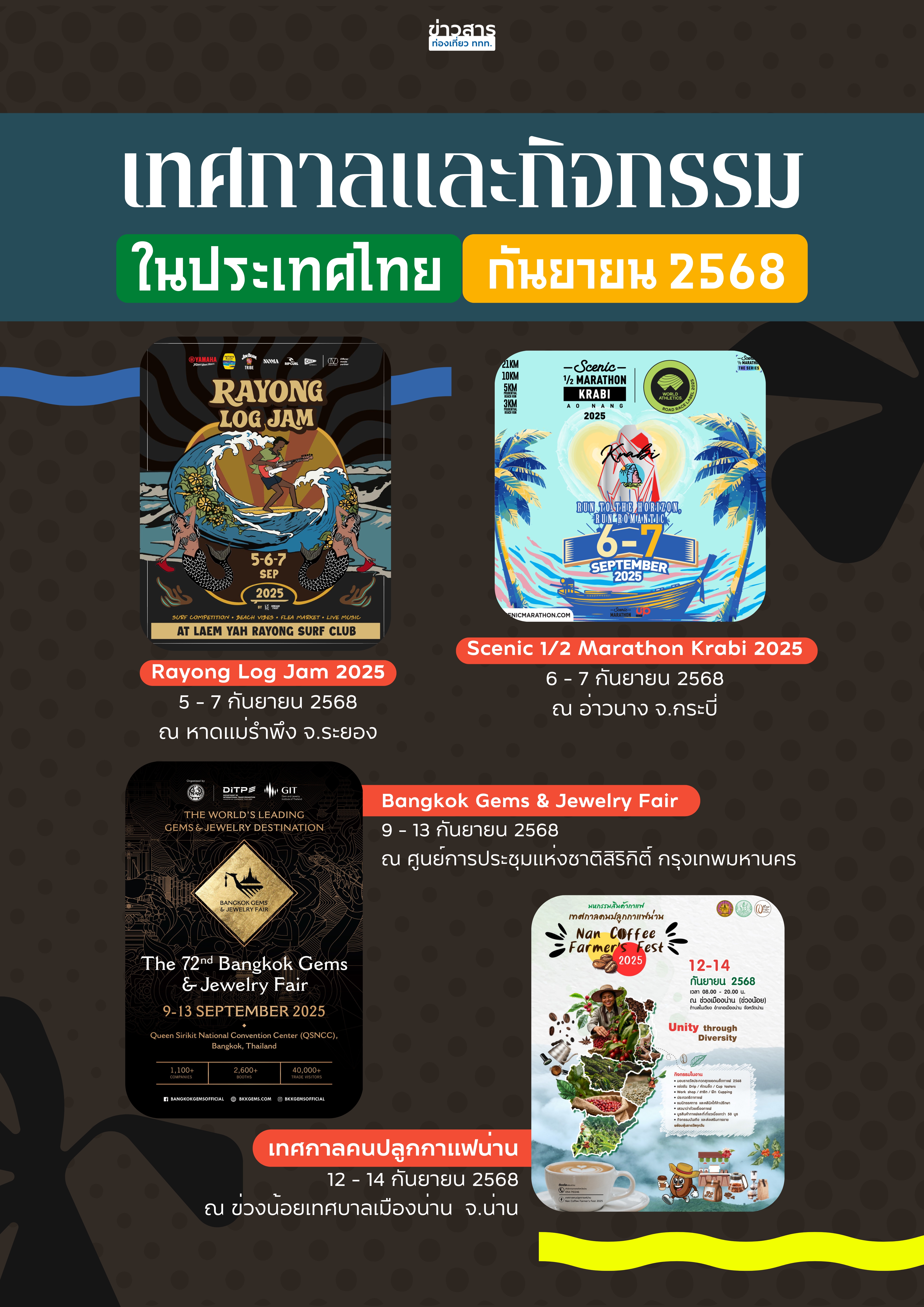 ปฏิทินกิจกรรมท่องเที่ยวไทยเดือนกันยายน 2568